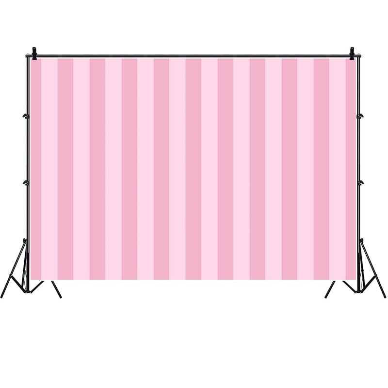 Laeacco Pink Stripes Backdrop 7x5ft Photography Background Pastel Pink Striped Background Birthday Party Decor Banner Princess Girls Baby Shower Decor - Image 1